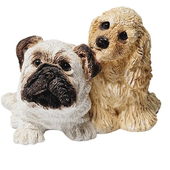 Vintage Stone Critters 1987 BullDog Pup & Cocker SC-269 Dog Figurine Sculpture - Picture 5 of 9